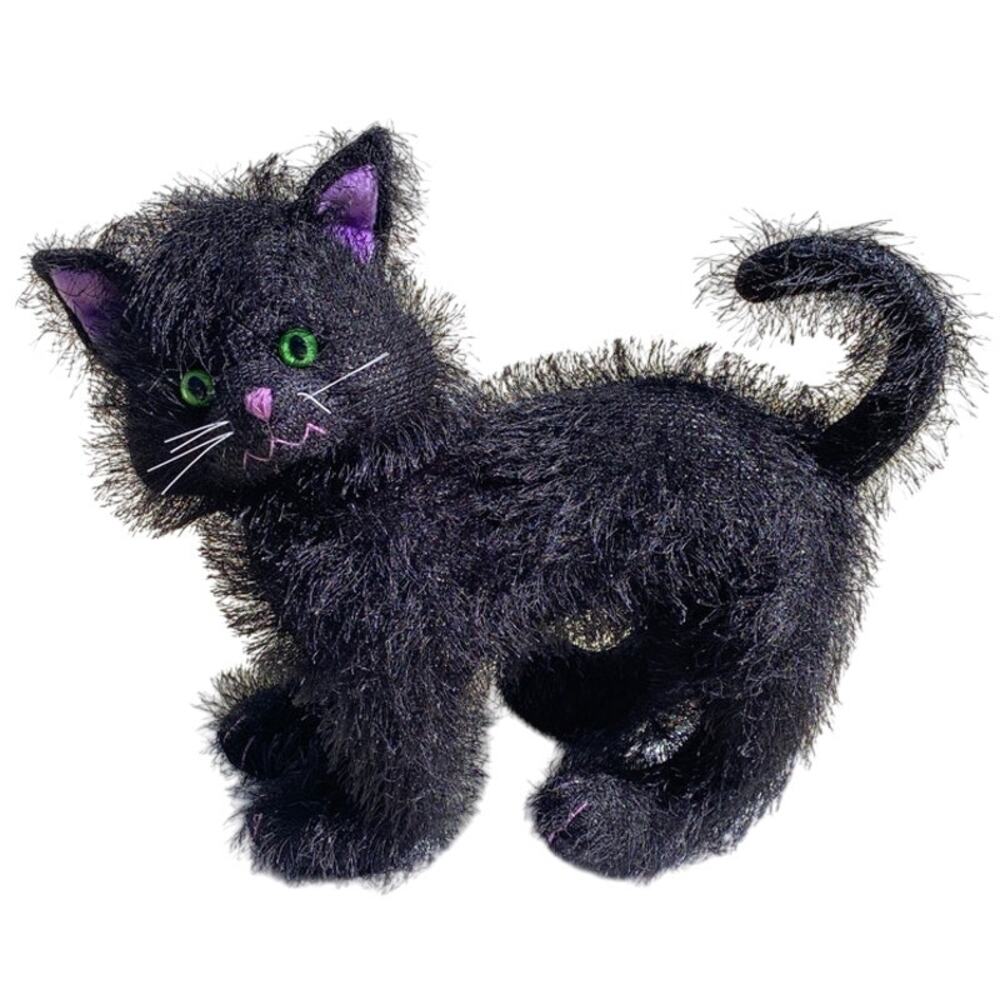 Black Cat Sound Motion Halloween Decor Vintage RUSS Scratches Kitty Purple Green